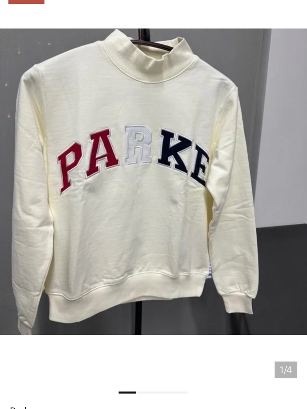 Parker Cream Mock-Neck Sweater with Red, White & Navy Appliqué
